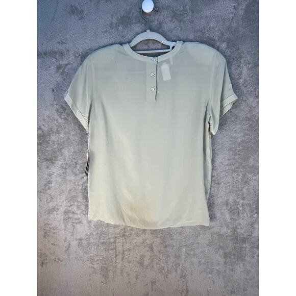 Rena Rowan Silk Blouse Size 10P Pale Green Office Career Wear Minimalist NWT - Picture 4 of 8